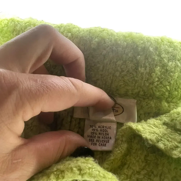 Vintage Talbots Women's Medium Lime Green Wool Blend Knit Pullover Sweater - Picture 4 of 5